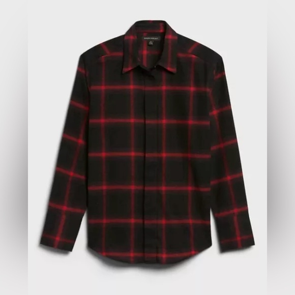 Banana Republic Classic Fit Flannel Shirt Size MP Black/Red Plaid NWT - Picture 12 of 12